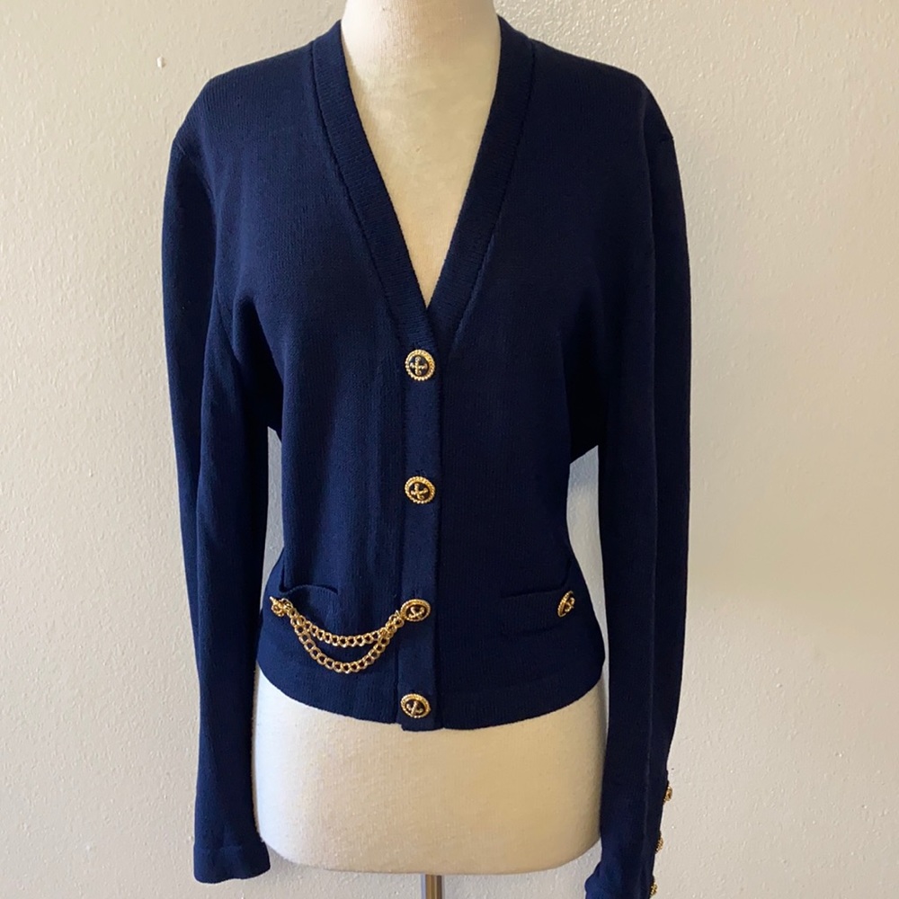 St John Knit Sailor Navy Blue Cardigan 12